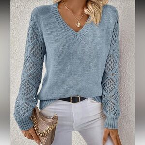 Women’s brand new knit v neck knitted long sleeve sweater top size small
